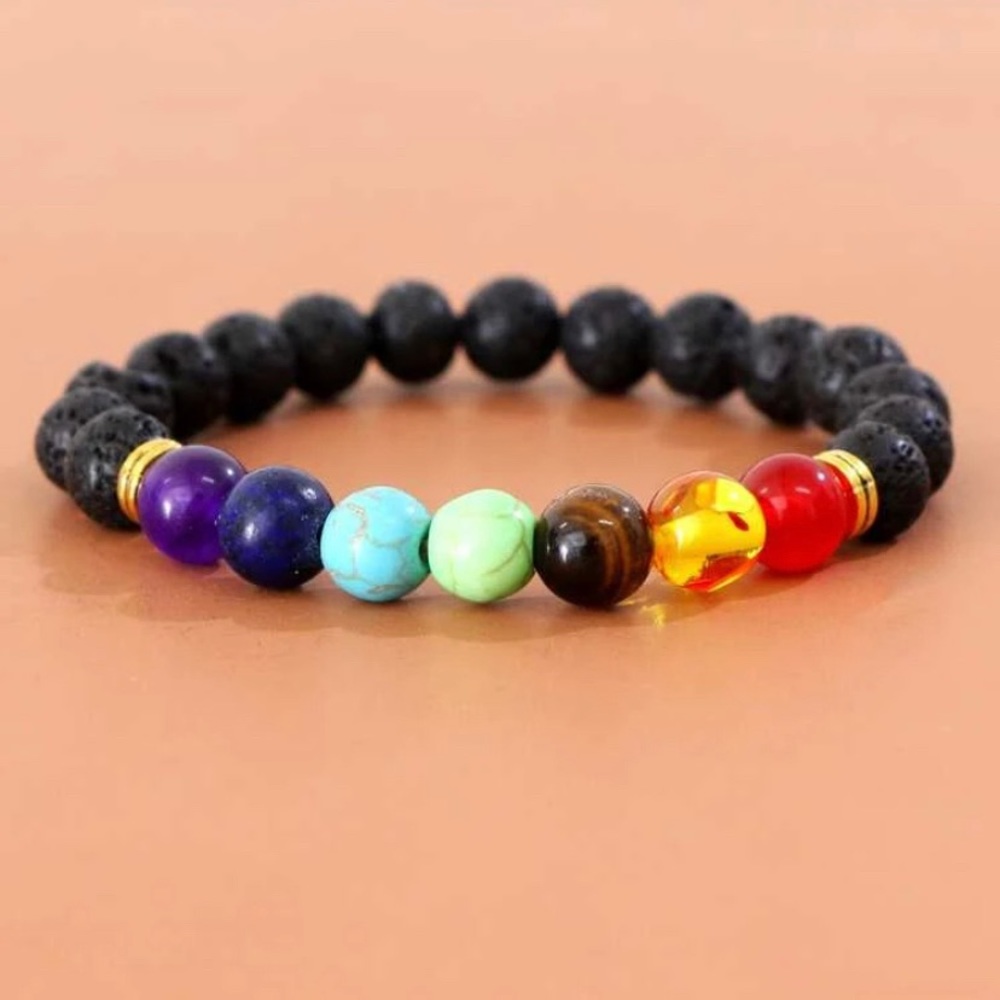 COPY - 7 Chakra healing bracelet with lava stones